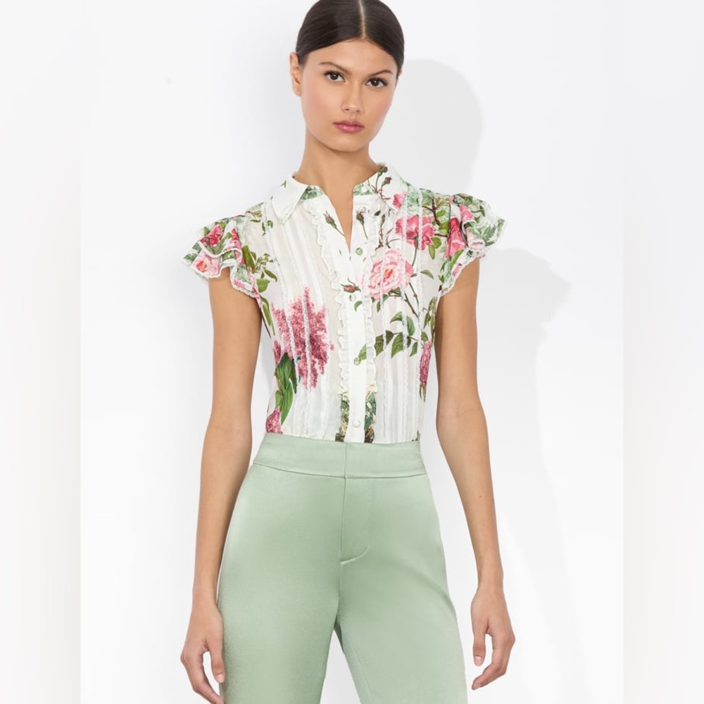 NWOT Alice + Olivia Minda Blouse - Rose Whisper Women’s Medium